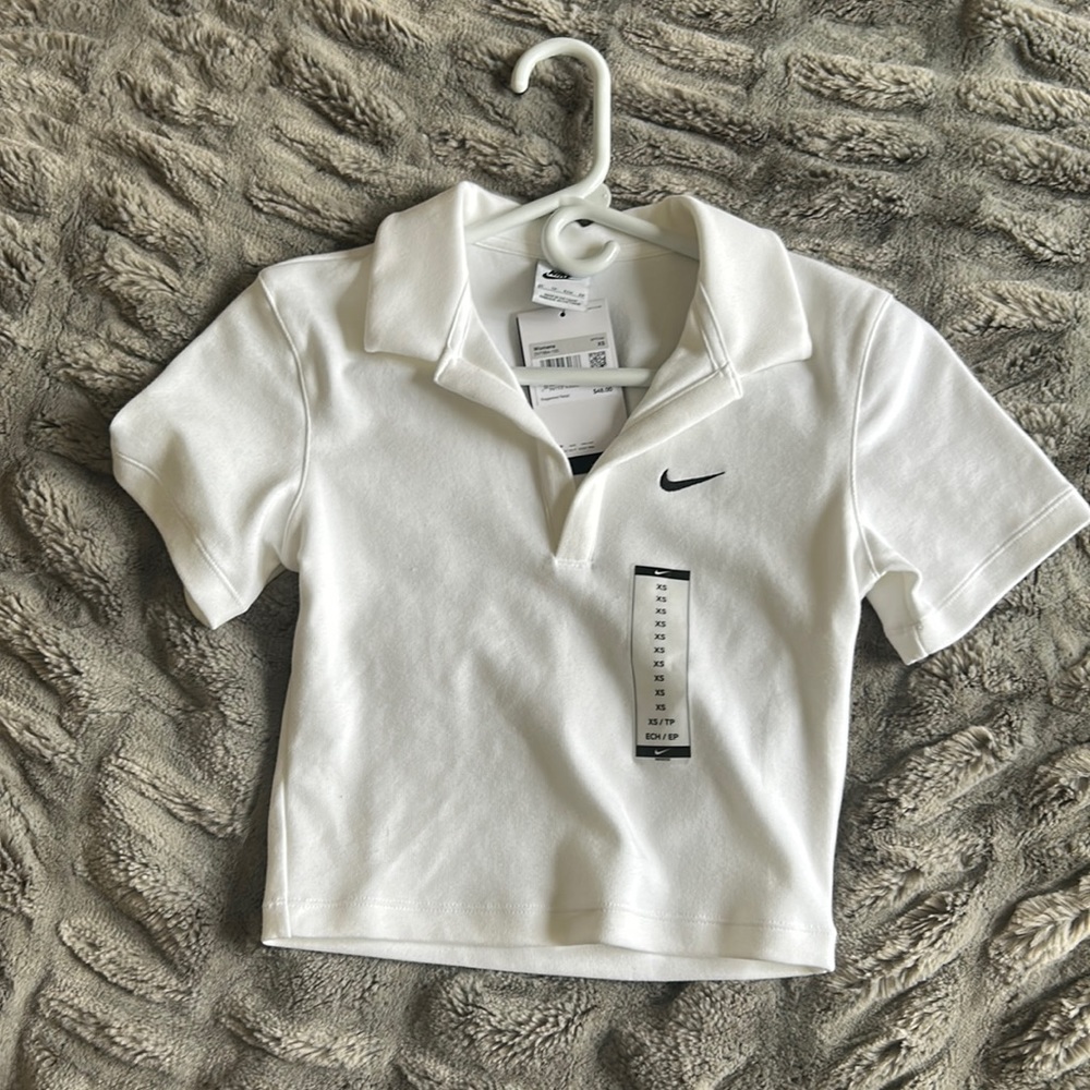 Nike golf top, all white, cropped, new with tags